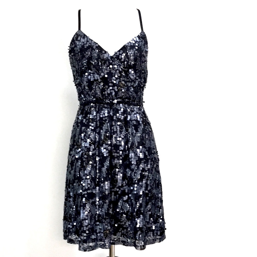 Express Black Sequined Sleeveless Slip Mini Dress Size XS